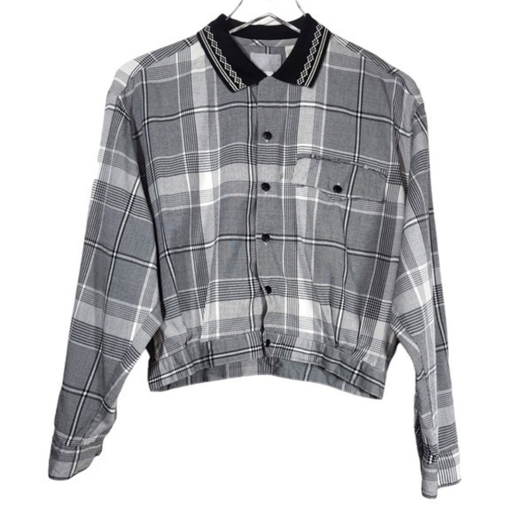 VTG Esprit Collection Plaid Collared Crop Top in Black